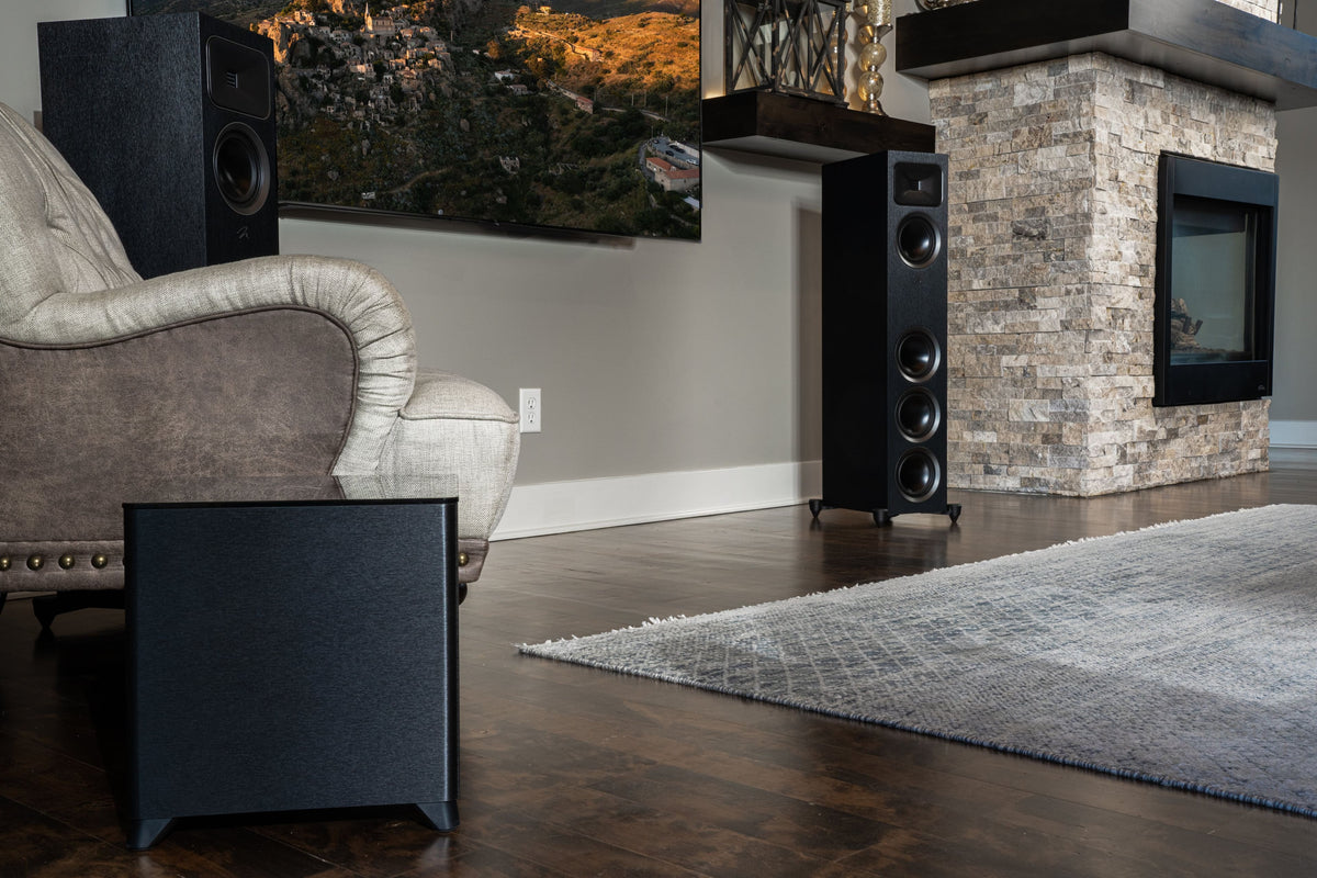 MartinLogan - Dynamo Foundation 10, 10” Sealed, Powered Subwoofer, with Magnitude MT-400 Amplifier, DSP-Optimized, and Wireless Ready - Brushed Black