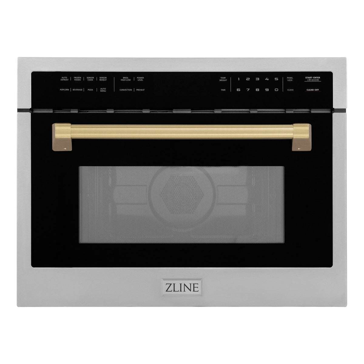 ZLINE - Autograph Edition 24" 1.6 cu ft. Built-in Convection Microwave Oven and Champagne Bronze Accents - Stainless Steel
