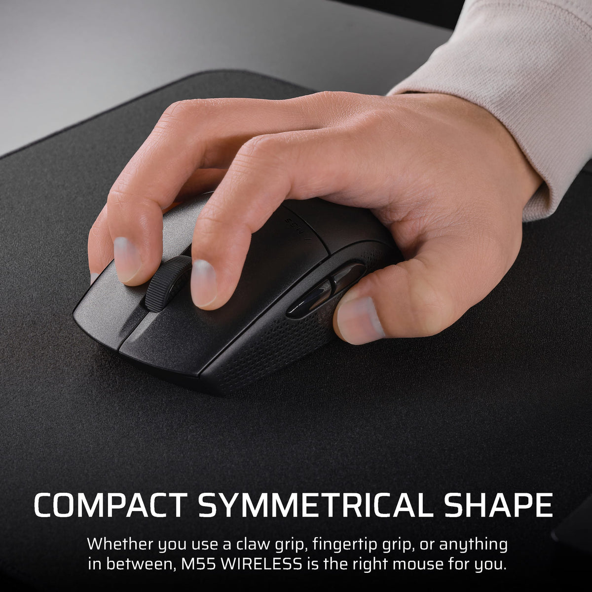 CORSAIR - M55 Wireless FPS Optical Gaming Ambidextrous Mouse with Slipstream Technology - Wireless - Black