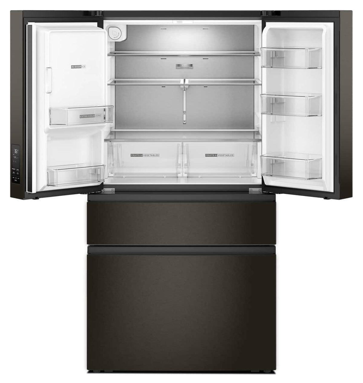 Whirlpool - 36 in. Wide 29 cu. ft. Family-Sized Capacity French Door Refrigerator with Flexible Temperature Drawer - Print Resist Blk Stnlss