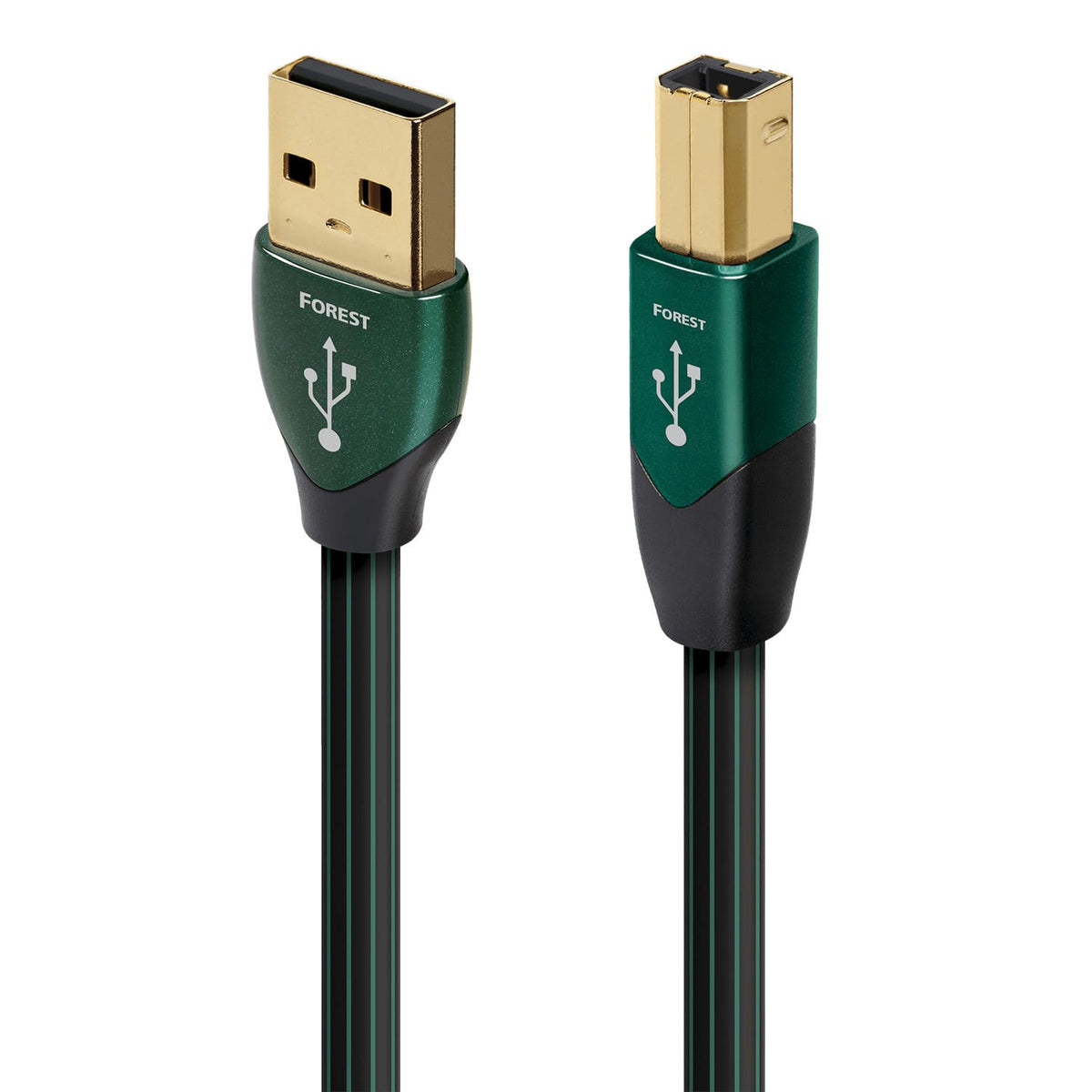 AudioQuest - Forest USB-A > B 4.9' Digital High-Definition Audio Cable with USB-A to USB-B Connectors - Black with Green Stripes
