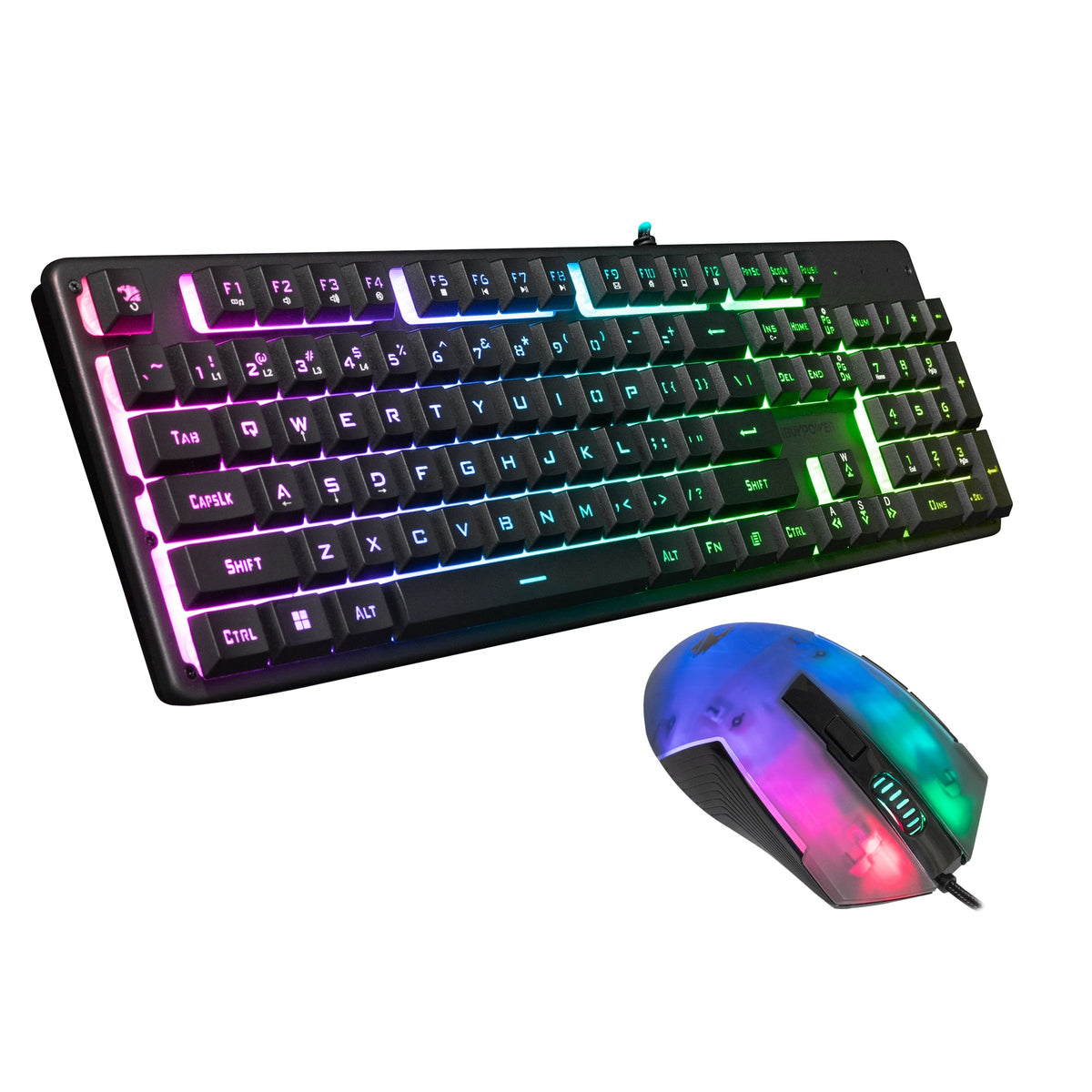 iBUYPOWER - Chimera KM7 Full-Size Wired Membrane RGB Keyboard and Optical Mouse Bundle - Black
