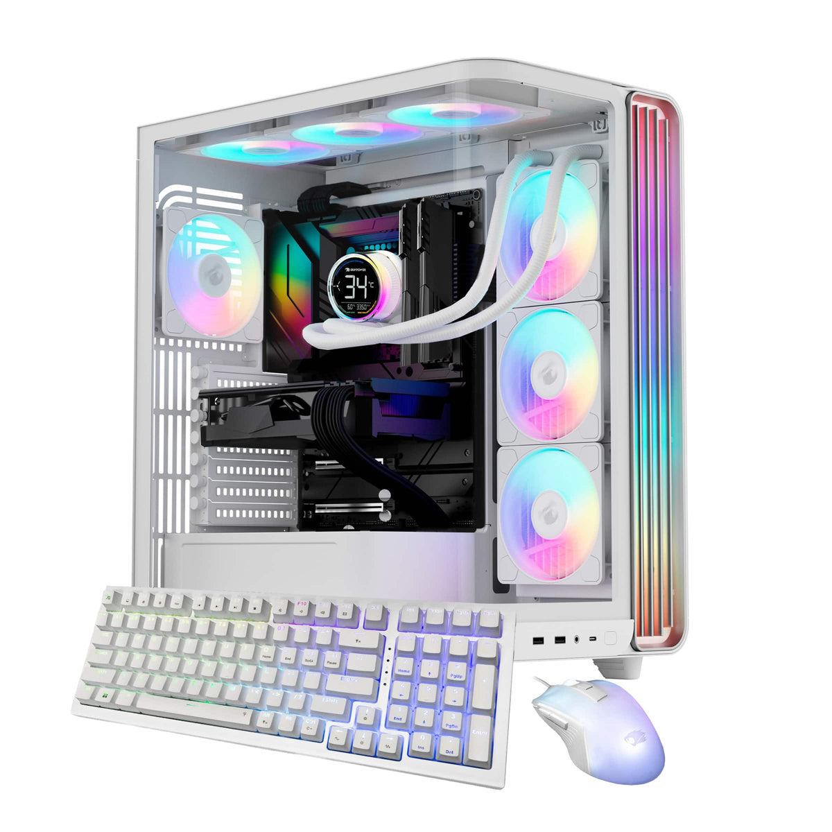 iBUYPOWER - Trace Gaming Desktop PC AMD Ryzen 7 9800X3D 2025 AMD Radeon RX 9070XT 16GB 32GB DDR5 RGB 2TB NVMe SSD Storage - White