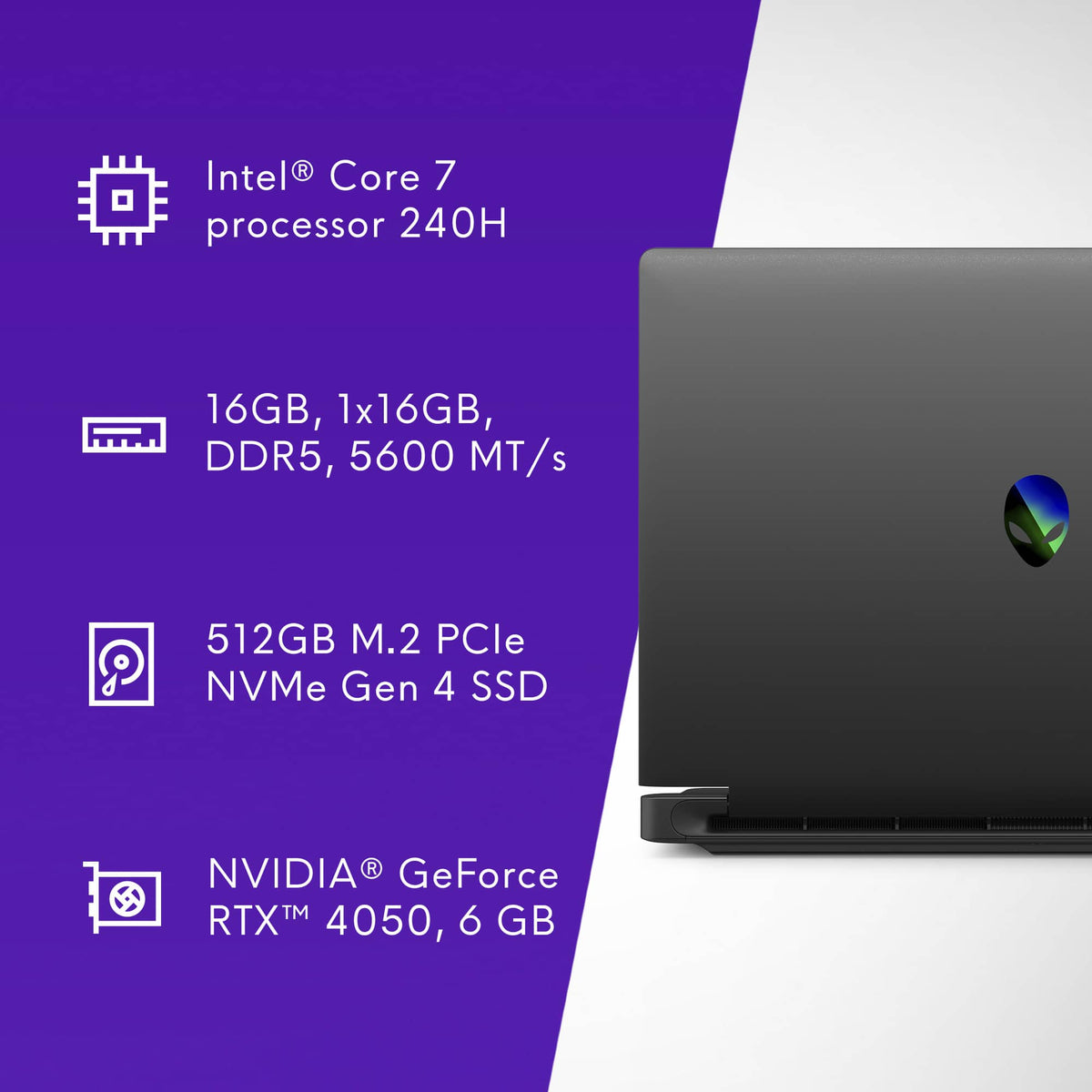 Alienware - 15.3" 2K Gaming Laptop - Intel Core 7 Series 2 240H 2026 - 16GB Memory - NVIDIA GeForce RTX 4050 6GB - 512GB Storage - Black