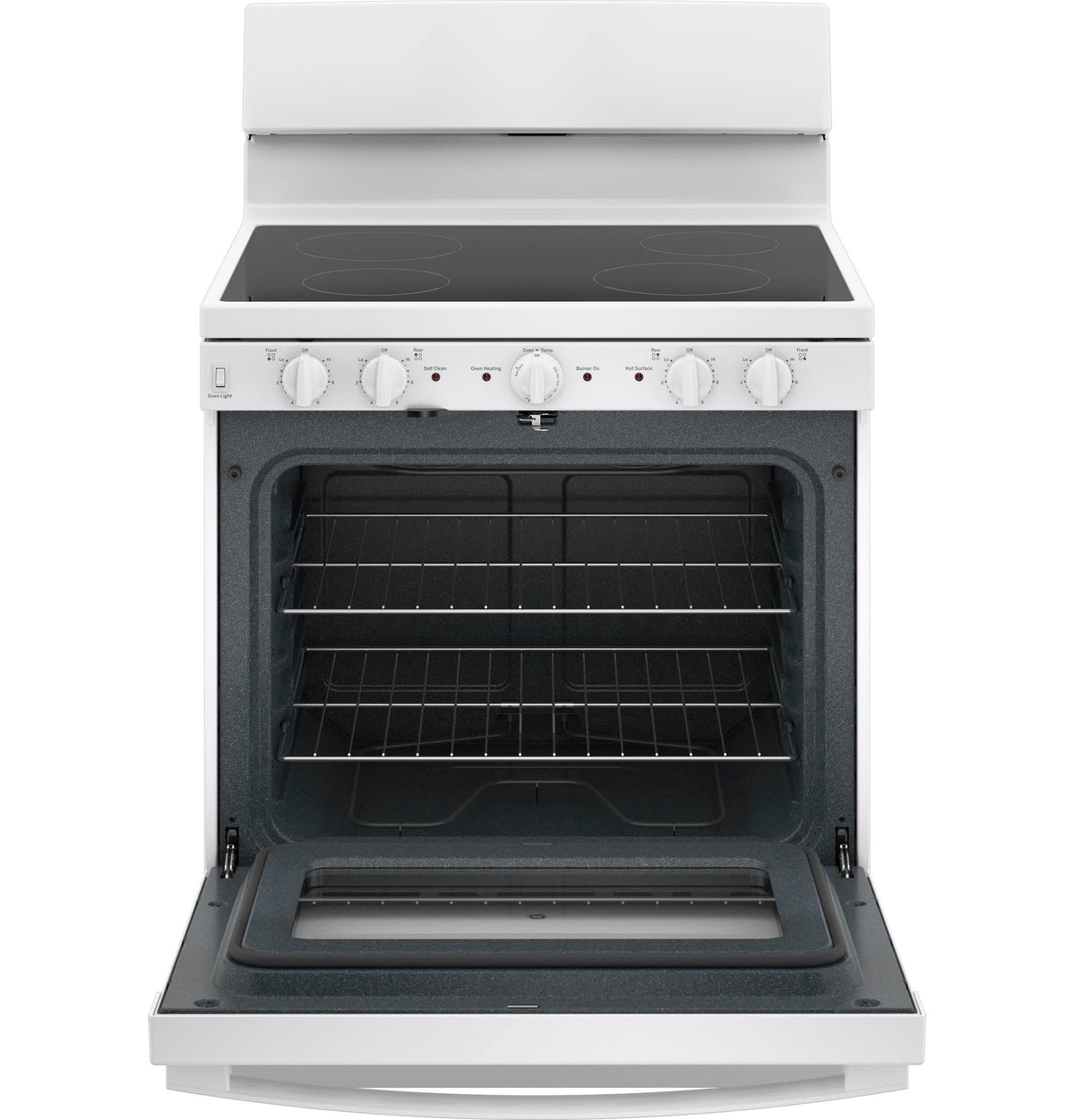GE - 30 in. Wide 4 Elements 5 Cu. Ft. Freestanding Electric Range with Self-Cleaning and Dual-Element Bake - White