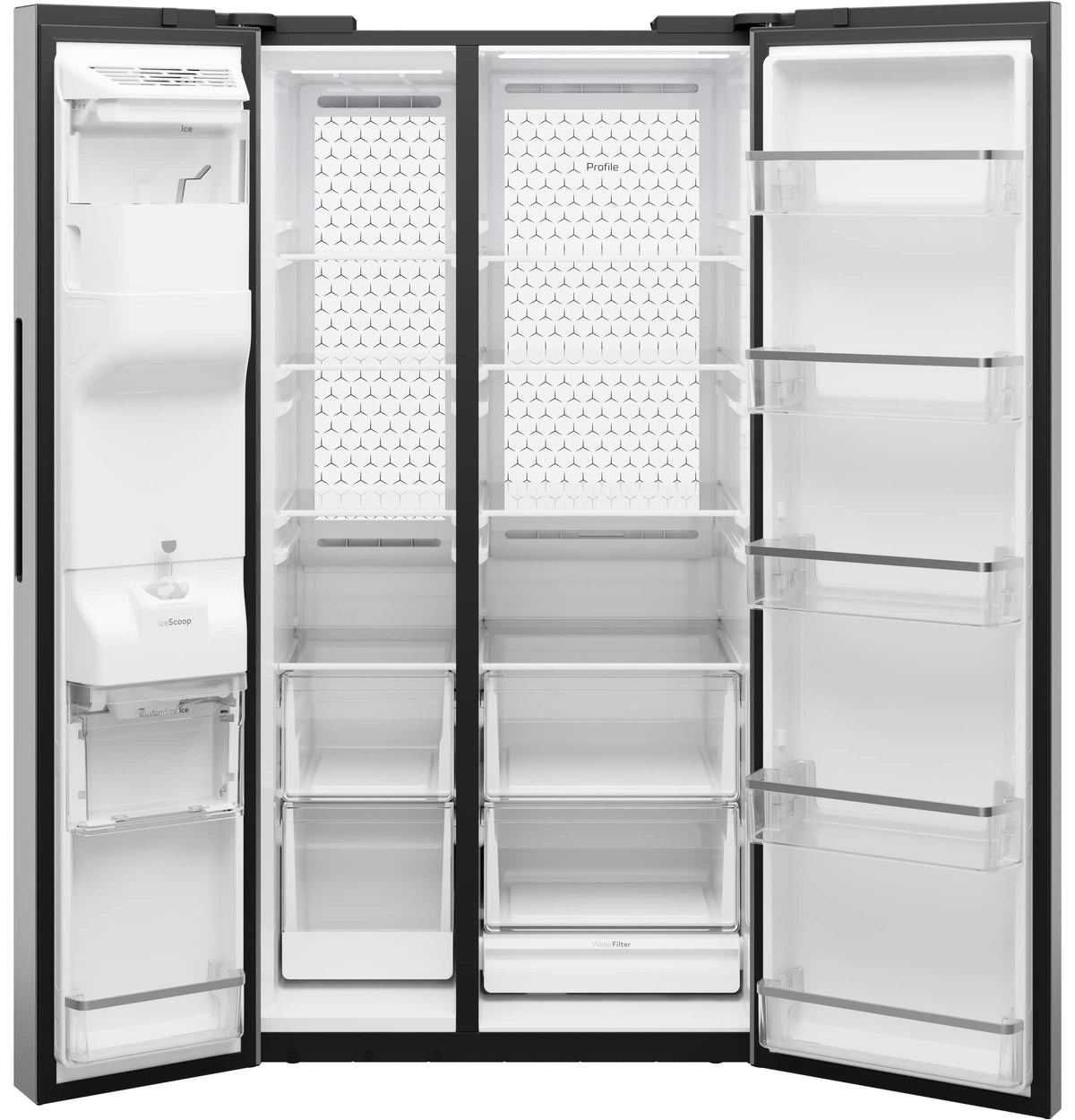 GE Profile - 36 in. Wide 23.5 Cu. Ft. Counter-Depth Side-By-Side Smart Refrigerator with Hands-Free AutoFill - Stainless Steel