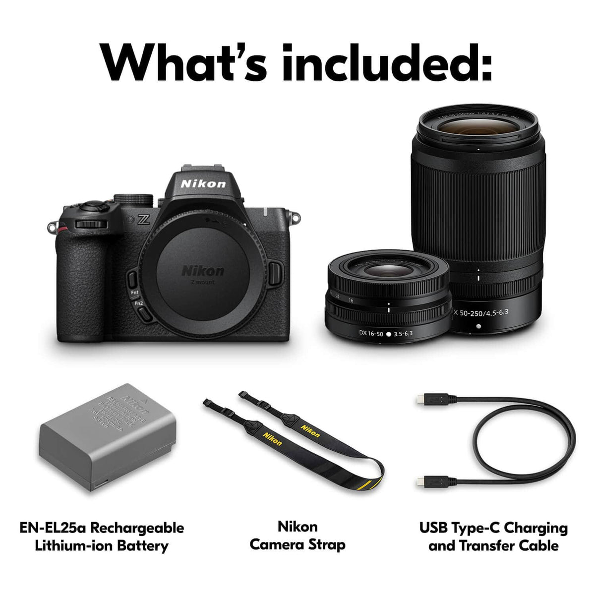 Nikon - Z50II Mirrorless Camera Two Lens Kit with NIKKOR Z DX 16-50mm f/3.5-6.3 VR and NIKKOR Z DX 50-250mm f/4.5-6.3 VR Lenses - Black