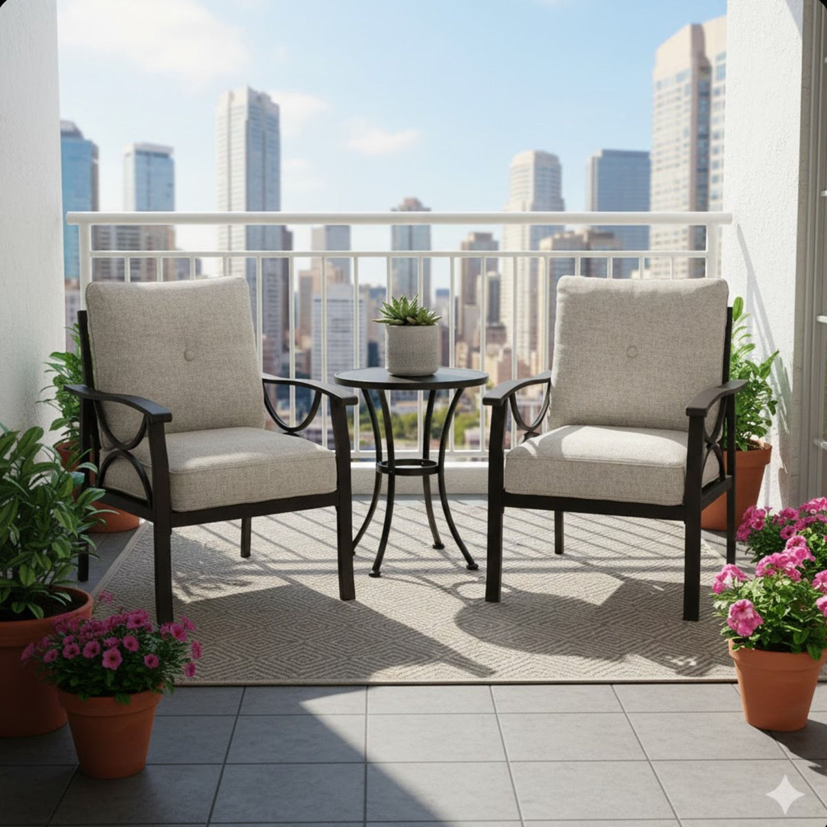 Sillones para todo tipo de clima con cojines, diseño escultural moderno (juego de 2)