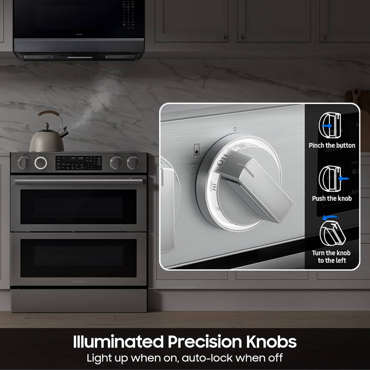 Samsung - Bespoke Smart Slide-In Electric Range with Flex Duo Oven and Dual True Convection - Stainless Steel
