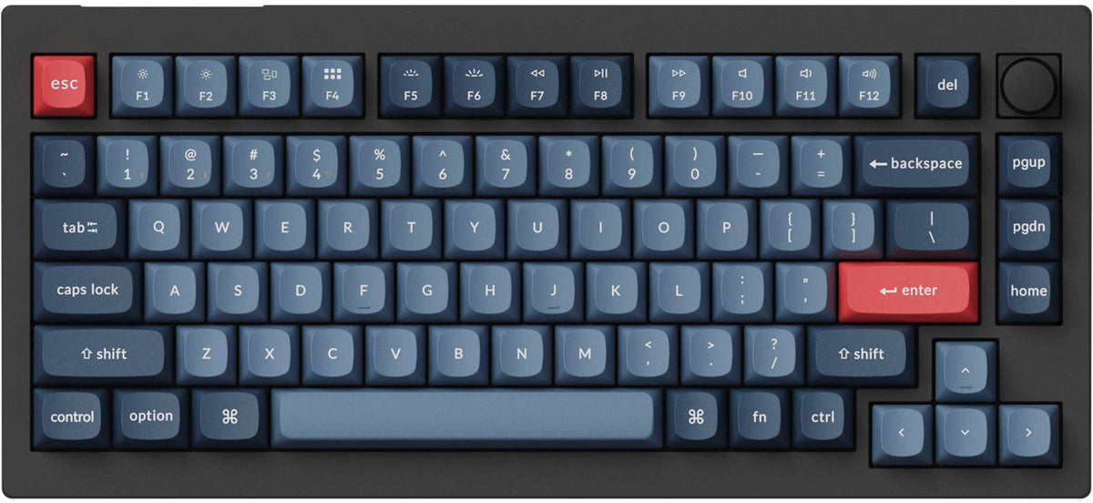 Keychron - V1 Max 75% Custom Wireless RGB Mechanical Keyboard with Programmable QMK/VIA Hot-Swappable Red Switch - Black