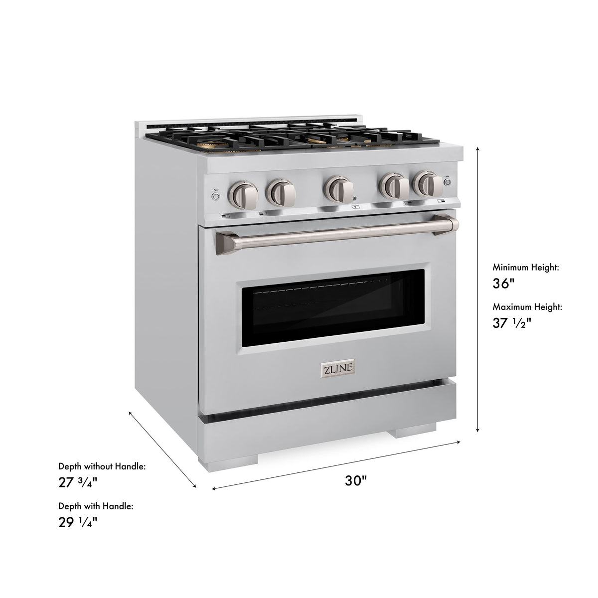 ZLINE - 30 in. 4.2 cu. ft. Classic Freestanding Dual Fuel Range with 4 DuoPro Burners and Convection Oven in Stainless Steel - Stainless Steel