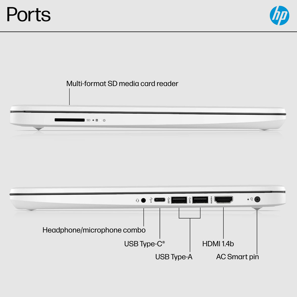 HP - 14" Laptop - Intel Celeron N4500 2021 - 4GB Memory - 64GB eMMC - Snowflake White
