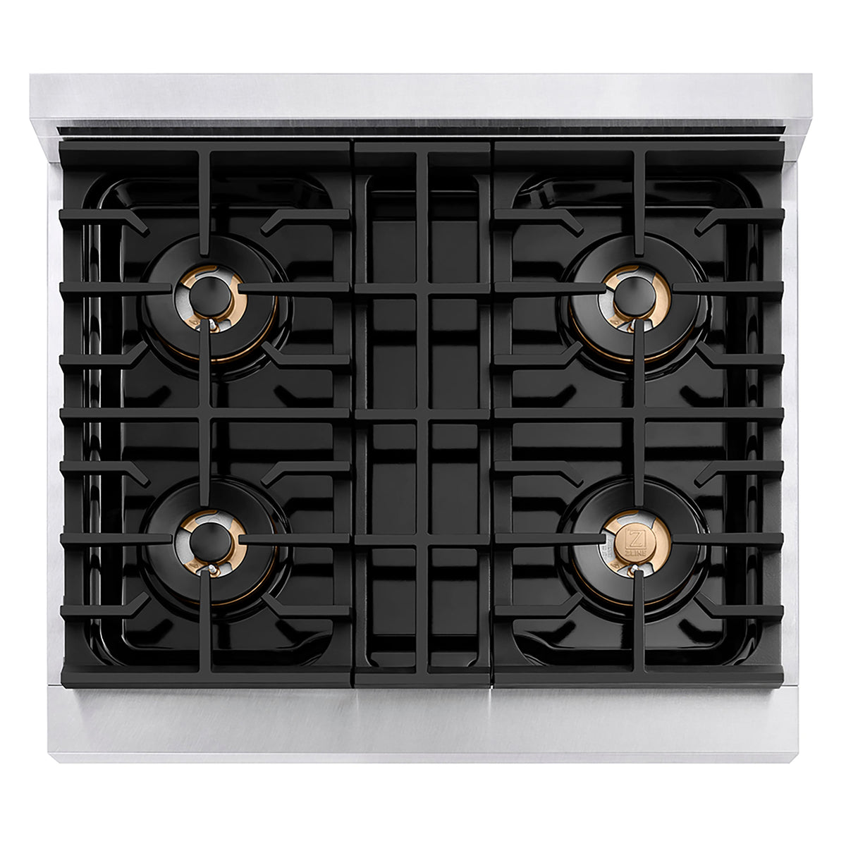 ZLINE - 30 in. Wide 4 Burner Autograph 4.2 cu. ft. Freestanding Paramount Gas DuoPro Range with Gold Accents - White Matte
