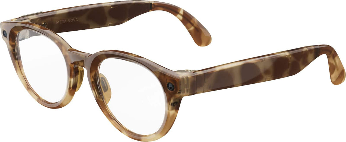 Meta - Glasses, Nova Small, Smart Frame, AI Glasses with Camera - Clear Lenses - Honey Tortoise