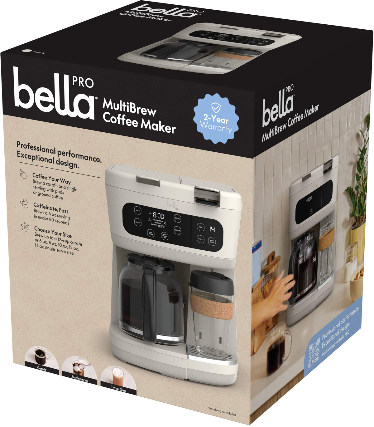 bella PRO - MultiBrew 12-Cup Drip & Single-Serve Coffee Maker - Oatmilk