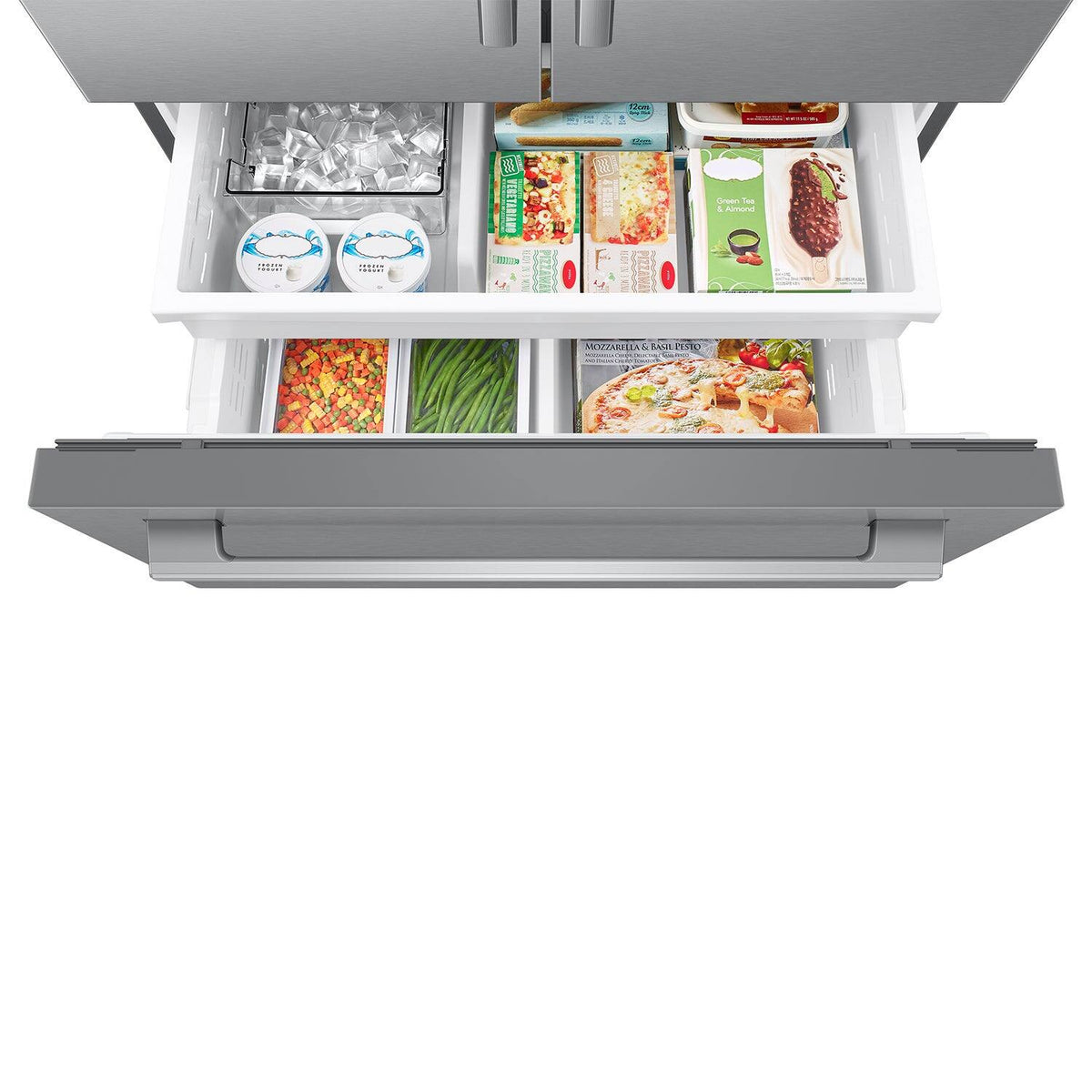 Samsung - 36 in. Wide Bespoke AI 29 cu. ft. 3-Door French Door Refrigerator with Zero Clearance Fit & Dual Auto Ice Maker - Stainless Steel
