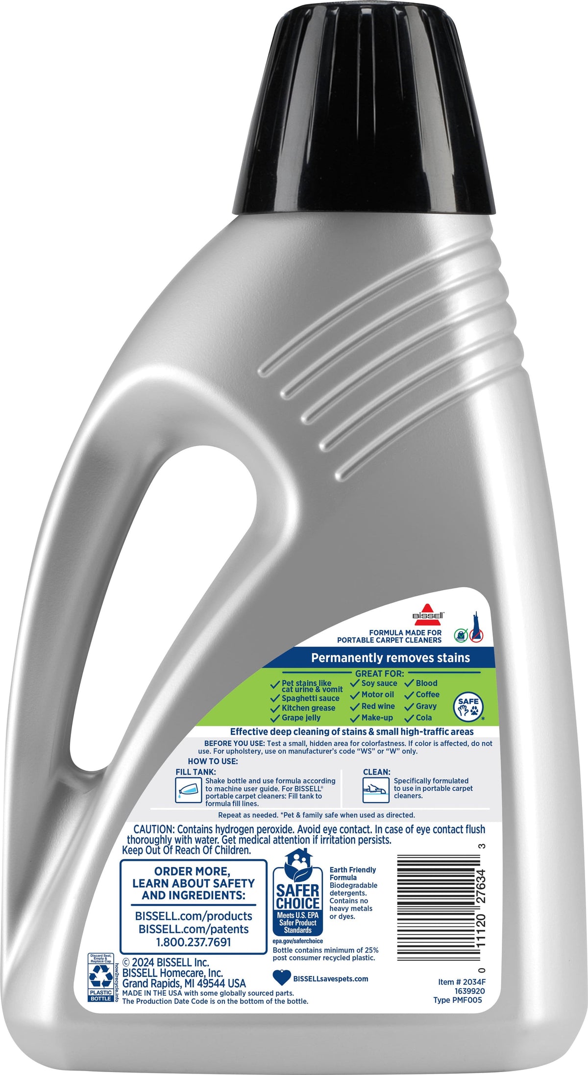 BISSELL - Little Green PET PRO OXY Formula for Portable Carpet Cleaners (60 oz.) - Silver