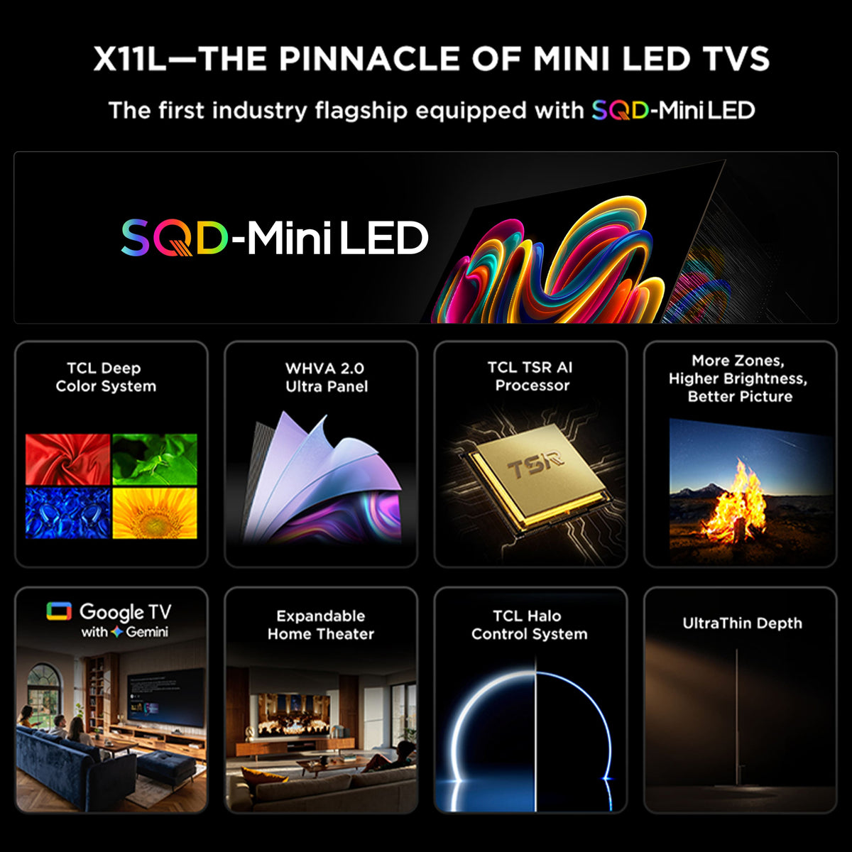 TCL - 85" X11L Series 4K UHD HDR SQD-Mini LED Smart TV with Google TV (2026)