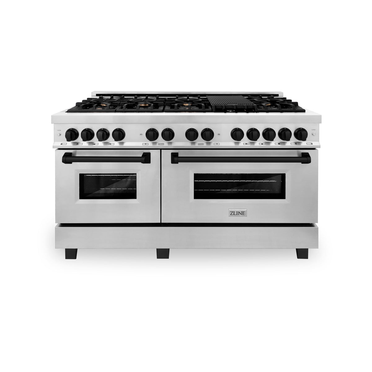 ZLINE - 60 in. Wide 8 Burner Autograph Legacy Dual Fuel Range & Matte Black Accents (RAZ-60-MB) - Multicolor