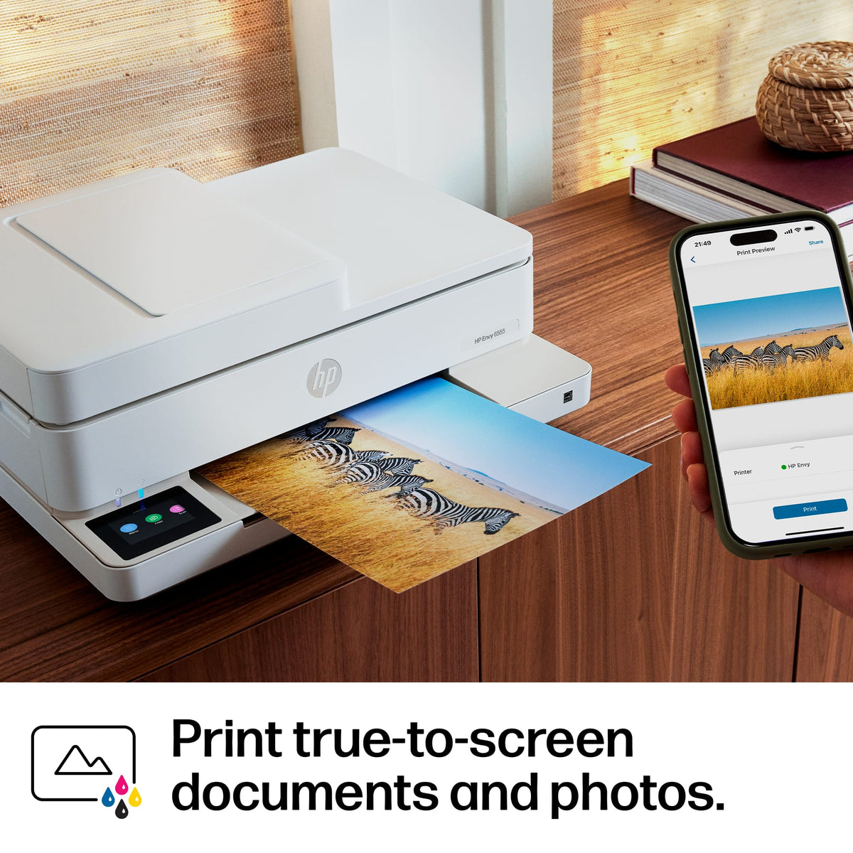 HP - Envy 6555 Wireless AI-Enabled All-in-One Inkjet Printer with 3 Months of Instant Ink - White