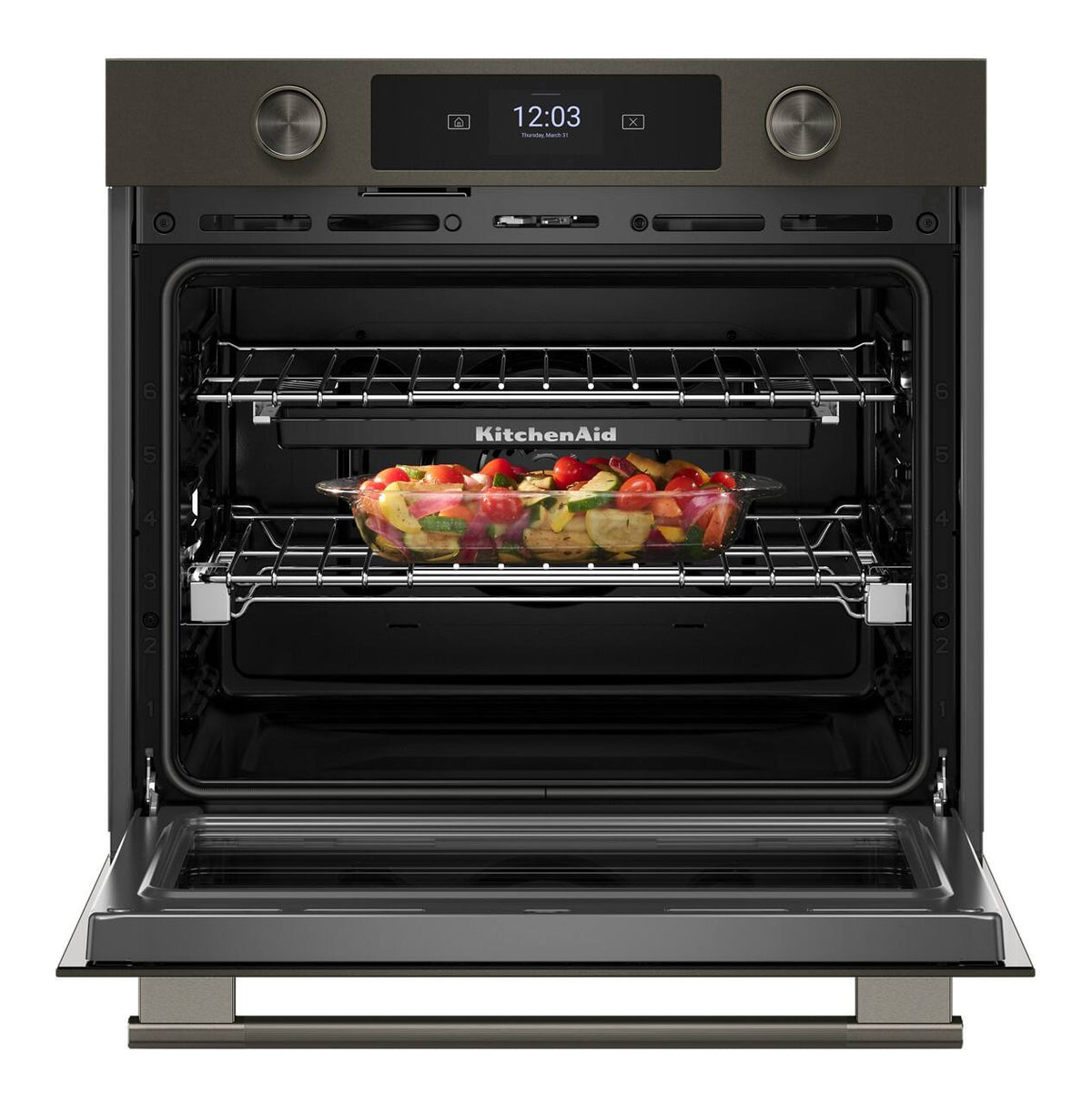 KitchenAid - 30" Smart Built-In Single Electric Wall Oven with Intelligent Cooking Camera - Black Ore