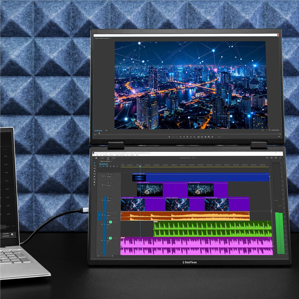 SideTrak - Solo Book 15.6” Stacked Dual Monitor - Black