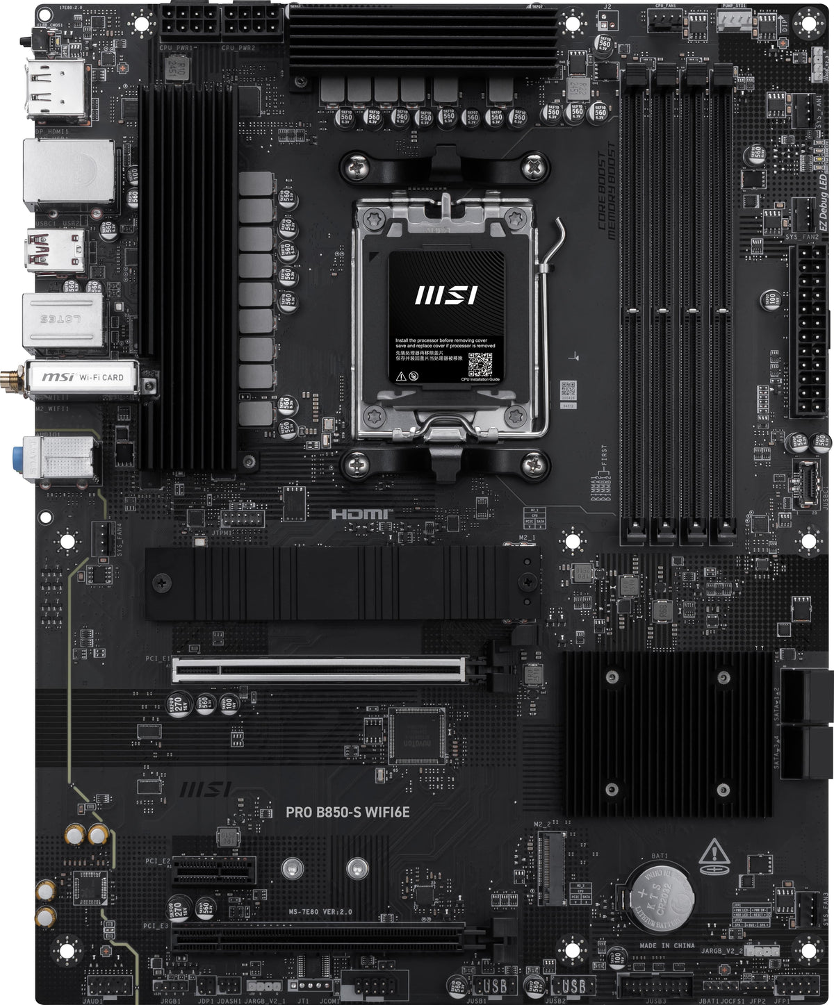 MSI - PRO B850-S WIFI6E(Socket AM5) AMD B850 ATX DDR5 Wi-Fi 6E Motherboard - Black