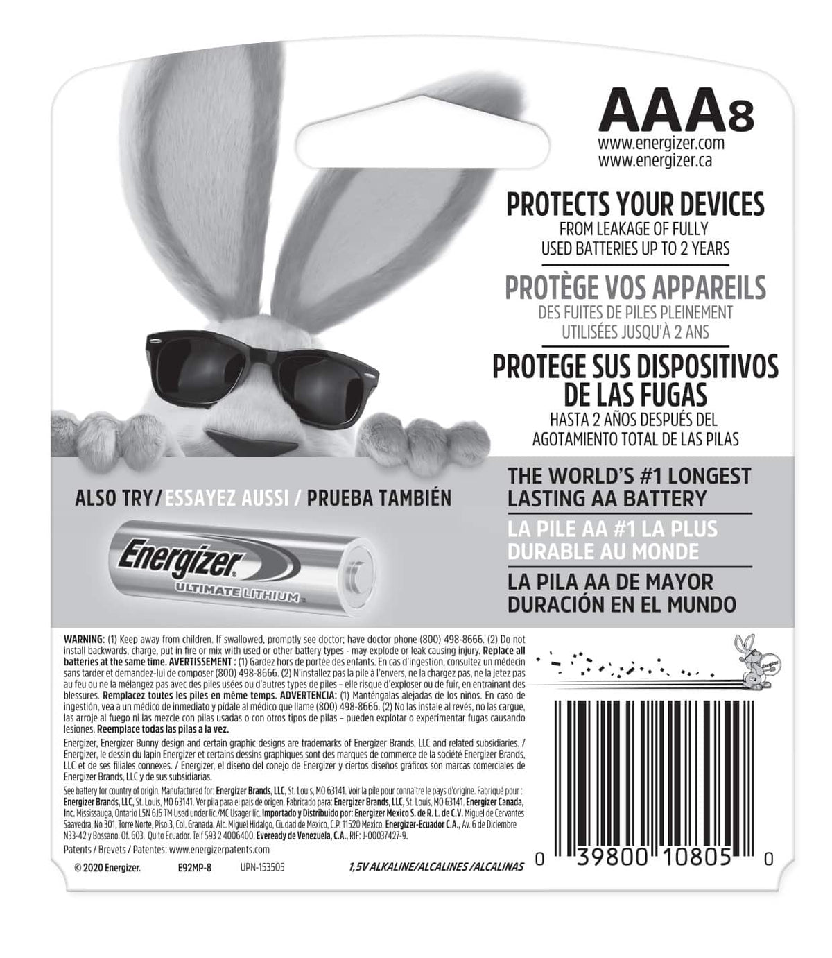 Energizer - MAX AAA Batteries (8 Pack), Triple A Alkaline Batteries