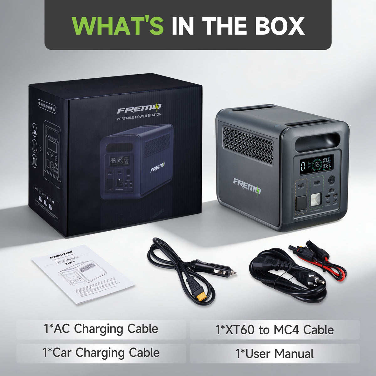 Fremo - X1200 Portable Power Station (1024 Wh Capacity) - Gray