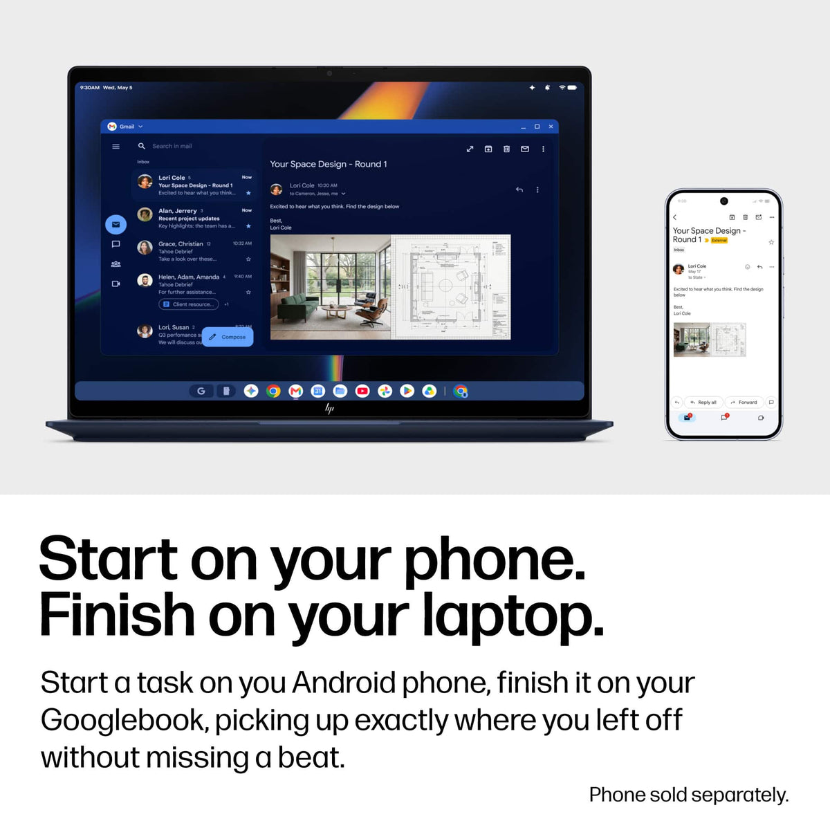 HP - 14" 3K OLED Touchscreen Googlebook - Snapdragon X Elite - 16GB Memory - 512GB SSD - Atmospheric Blue