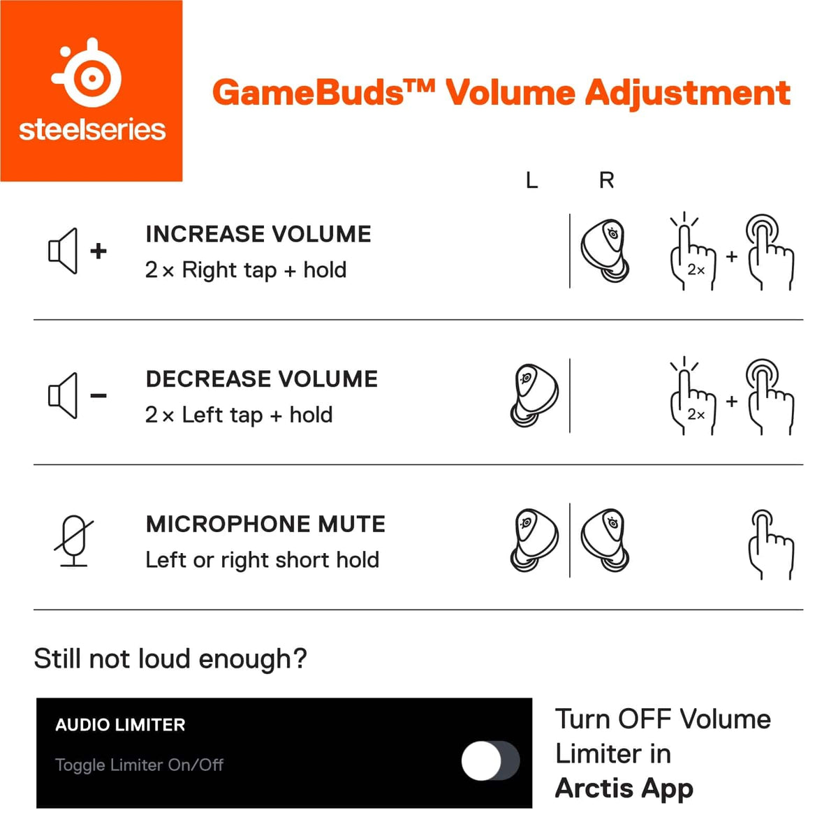 SteelSeries - Arctis GameBuds True Wireless Noise Cancelling Gaming Earbuds for PS5, PS4, PC, Switch, ROG Ally, Steam Deck - Black