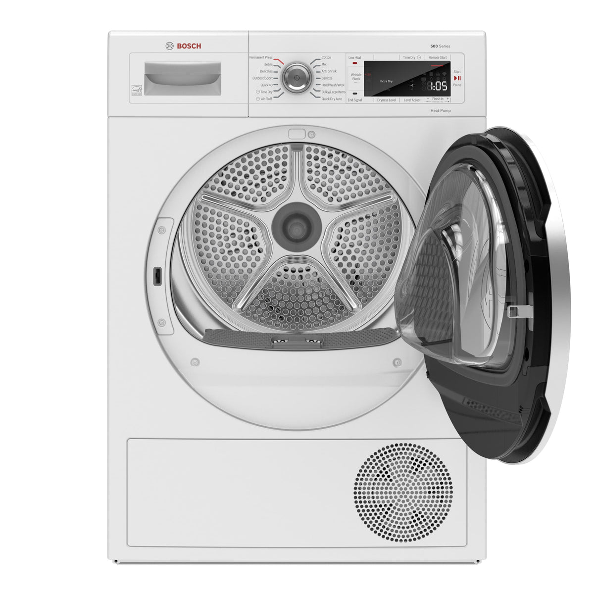 Bosch - 500 Series 4 Cu. Ft. Stackable Smart Electric Dryer with Self-Cleaning Condenser - White