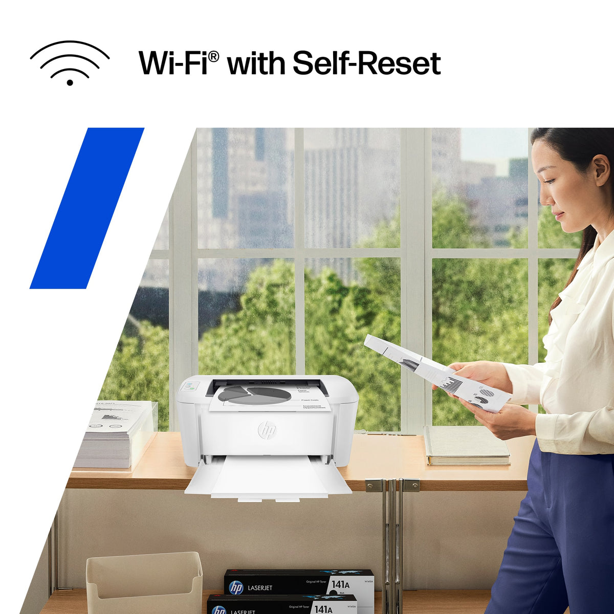 HP - LaserJet M110w Wireless AI-Enabled Black and White Laser Printer - White