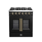 Forno Appliances - 30 in. Wide 5 Burner Galiano 4.32 Cu. Ft. Freestanding Gas Convection Range with French Door Design - Black