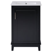 Modern Small Bathroom Vanity Cabinet With Ceramic Basin, Ample Storage, 1 Soft Close Door
