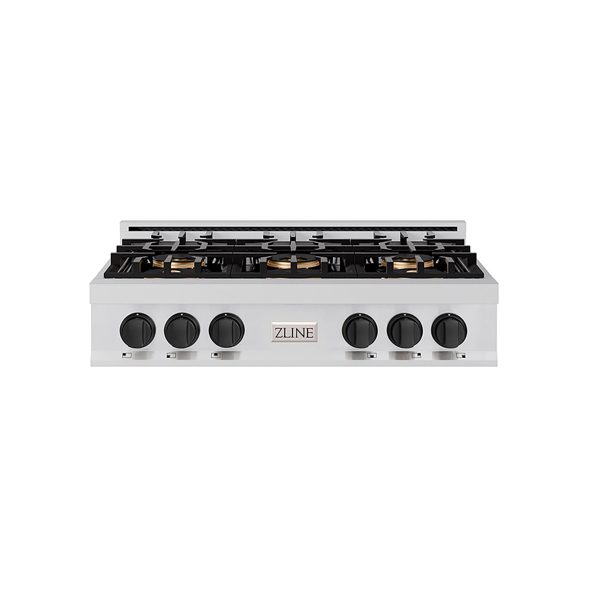 ZLINE - 36 in. Wide 6 Burner Autograph Classic Rangetop with with Black Accents (PCRTZ-36-MB) - Stainless Steel