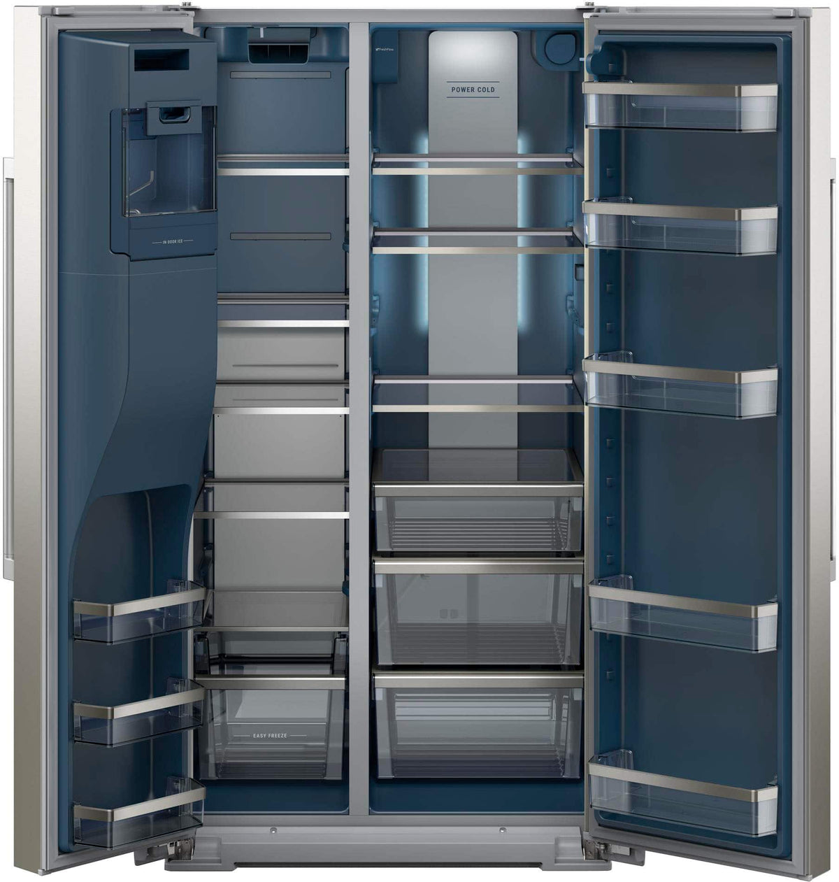 Maytag - 36 in. Wide 29 cu. ft. Side-by-Side Built-in Refrigerator with Arctic Blue Interior - Stainless Steel