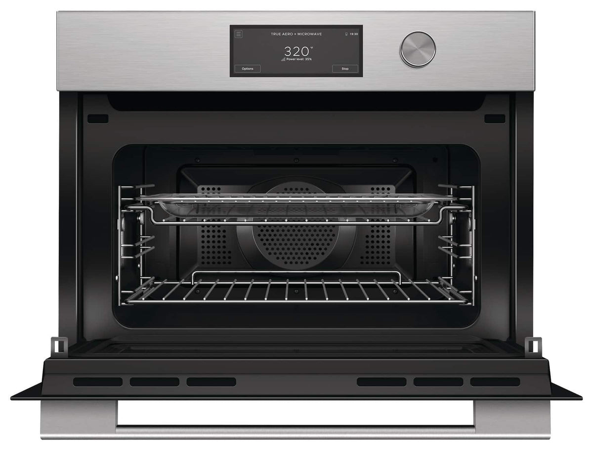 Fisher & Paykel - 24" 1.7 Cu Ft Built-in Convection Speed Oven, 6.8" Touchscreen w/Dial - Compact - Contemporary - Brushed Silver