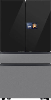 Samsung - 36 in. Wide Bespoke 23 cu. ft. Counter Depth 4-Door French Door Refrigerator with AI Home - Charcoal Glass / Stainless Steel