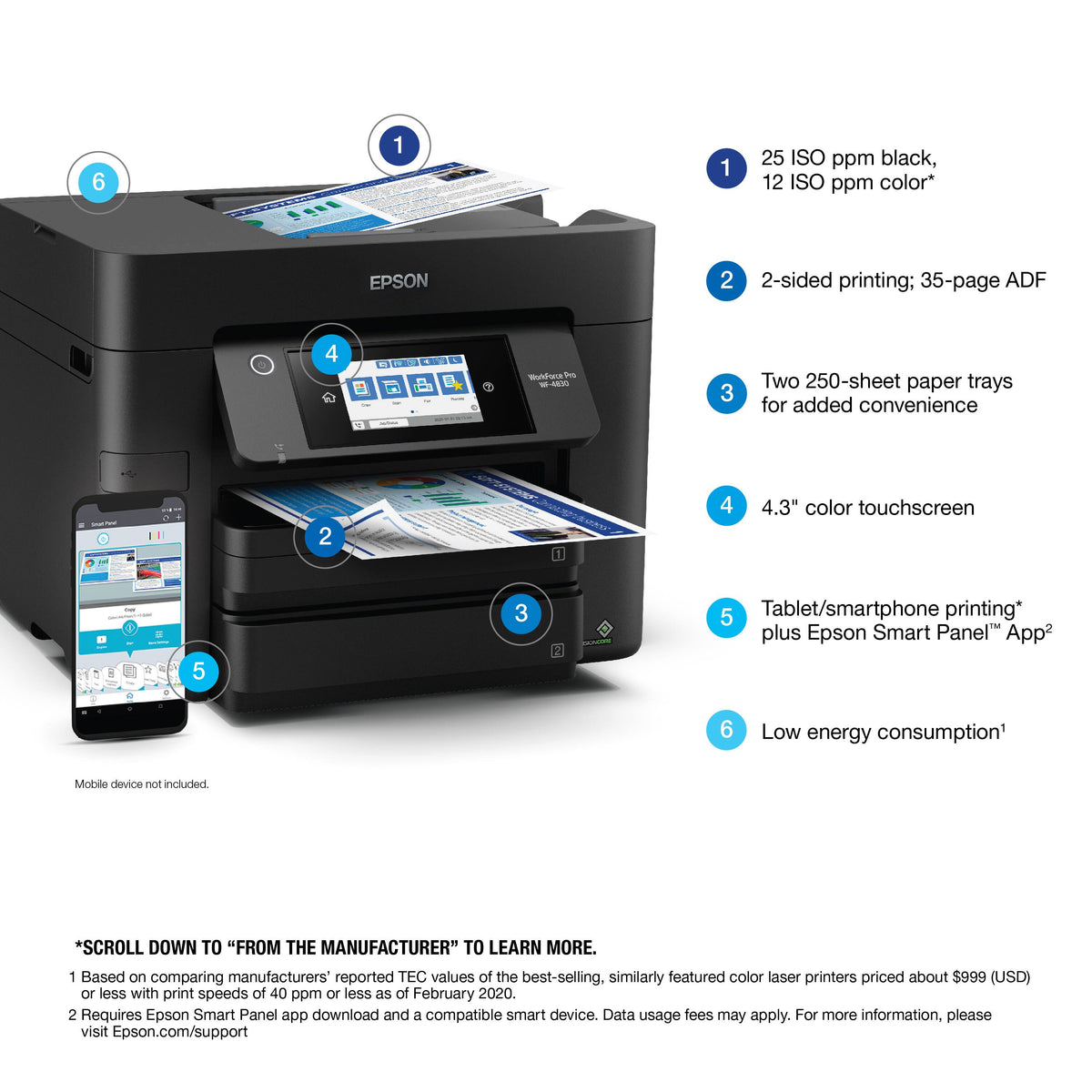 Epson - WorkForce Pro WF-4830 Wireless All-in-One Inkjet Printer - Black