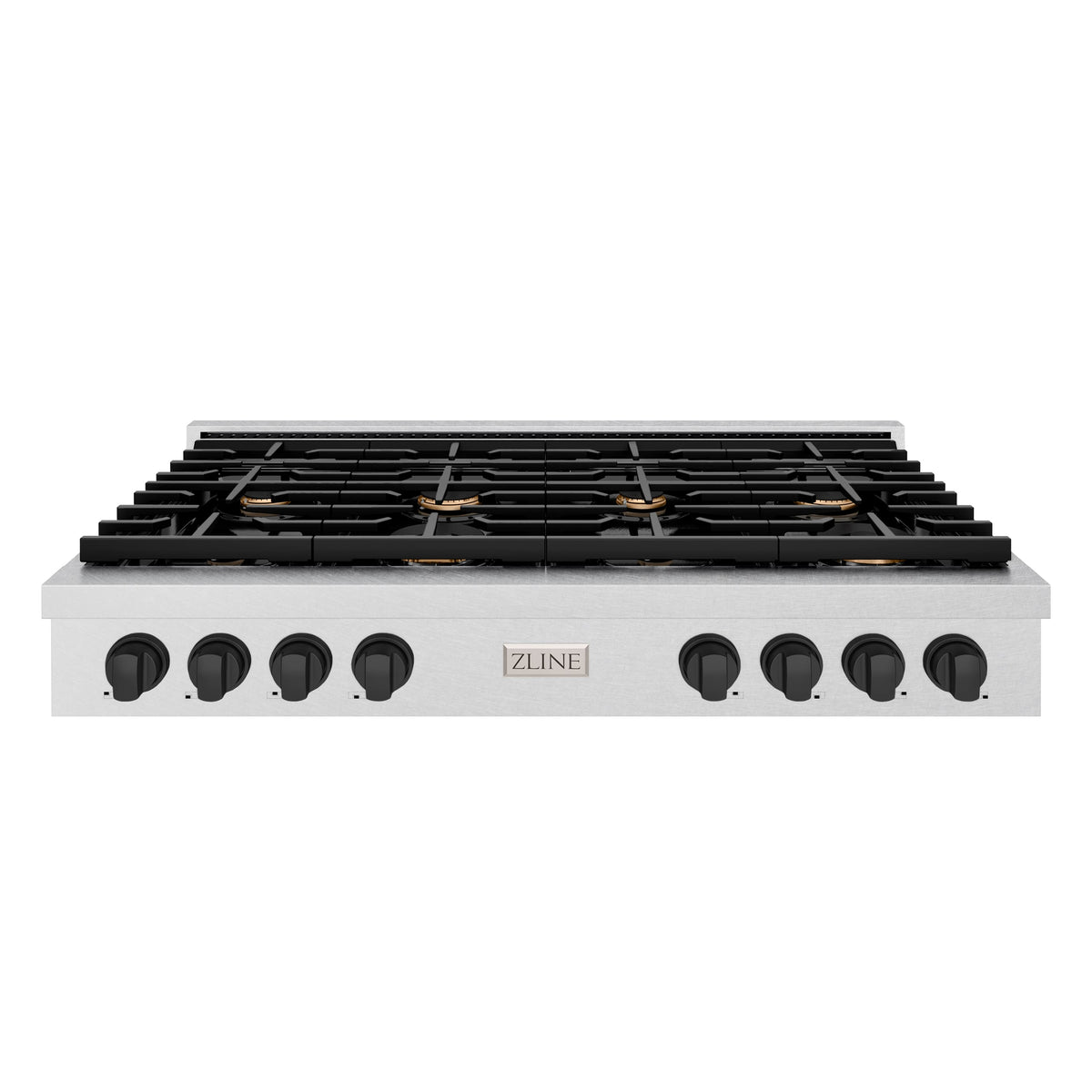 ZLINE - 48 in. Wide 8 Burner AutographParamount Gas Rangetop with Black Accents (SRTSZ-48-MB) - Stainless Steel