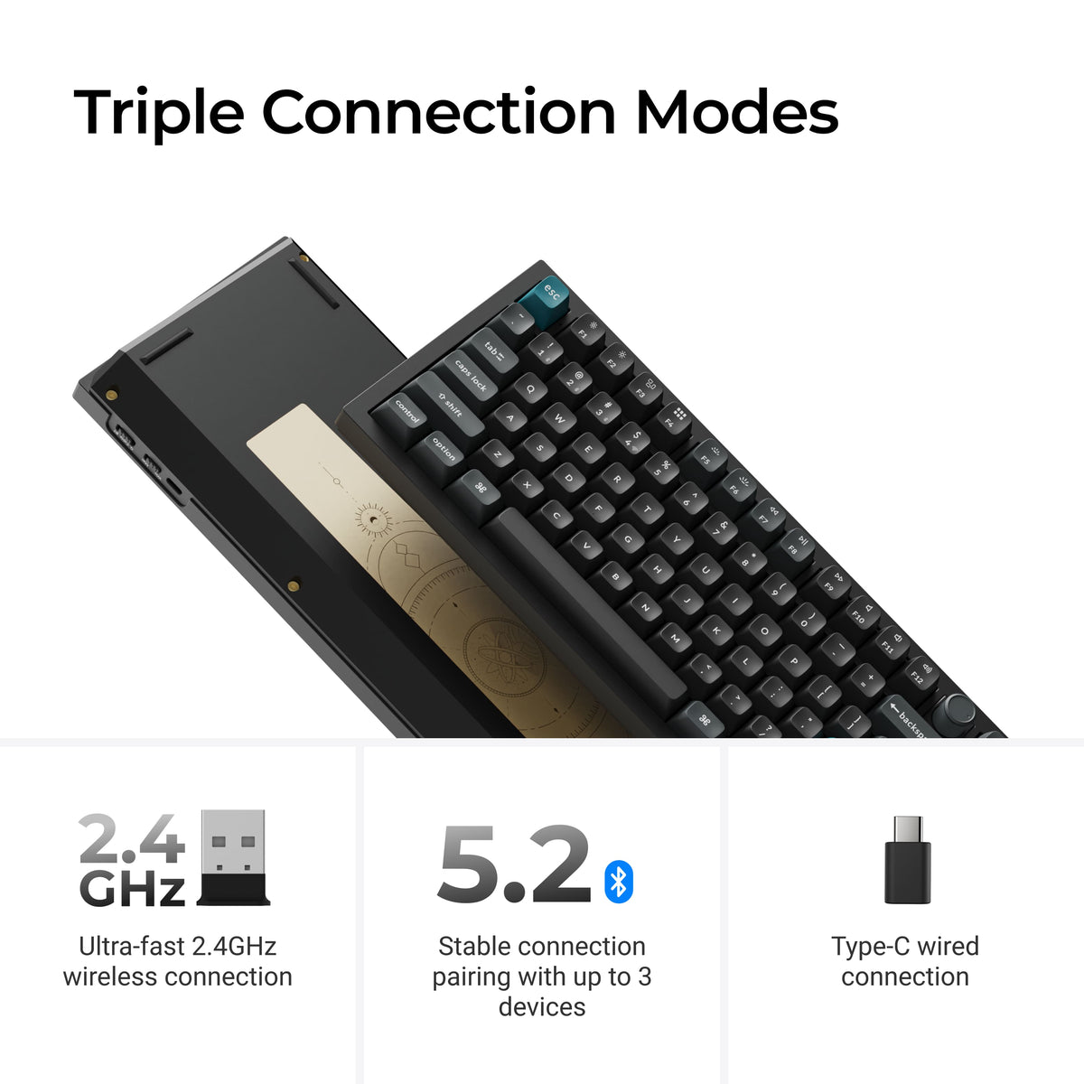 Keychron - Q6 Ultra 8k 100% Custom Brown Switch Mechanical Gaming Keyboard with Programmable ZMK Launcher Software - Black