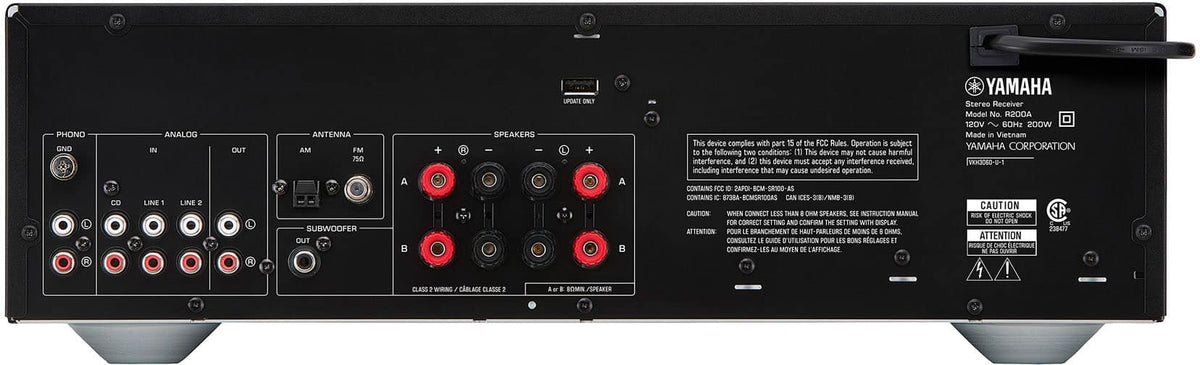 Yamaha - R200A 2-Ch. Stereo Receiver with Bluetooth, Phono Input & Subwoofer Output - Black