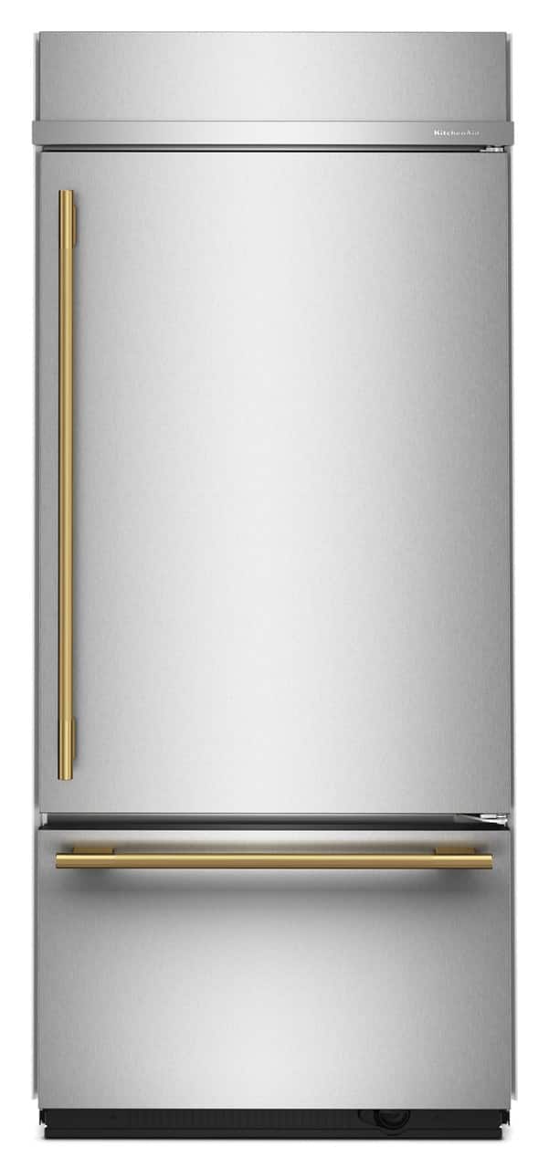KitchenAid - 36 in. Wide 20.8 cu. ft. Built-In Bottom Mount Refrigerator with Platinum Interior - Stainless Steel