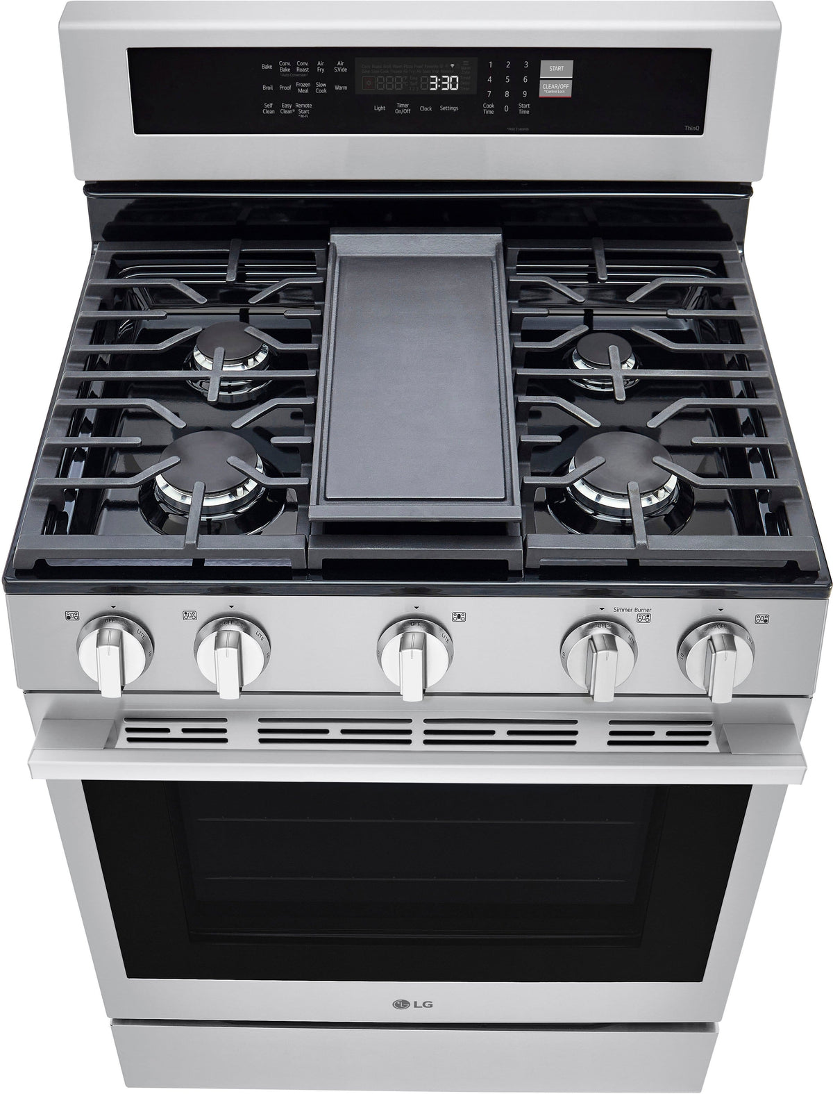 LG - 30-in Wide 6.3 Cu. Ft. Freestanding Gas True Convection Smart Range with 5 Burners, Air Fry and UltraHeat 20K Burner - Stainless Steel