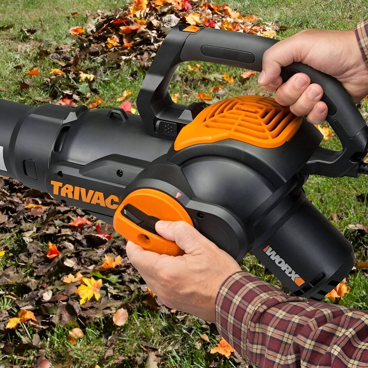WORX - 12 Amp TRIVAC 70 MPH 600 CFM Corded Blower, Mulcher, and Vaccum - Black