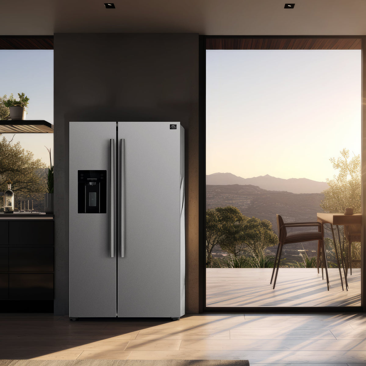 Forno Appliances - 40 in. Wide Salerno 20 Cu. Ft. Side-by-Side Built-In Refrigerator with Water and Ice Dispenser - Stainless Steel
