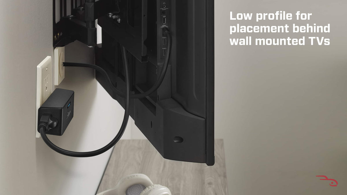 Rocketfish™ - 2-Outlet Wall Tap 1,500 Joules Surge Protector - Black