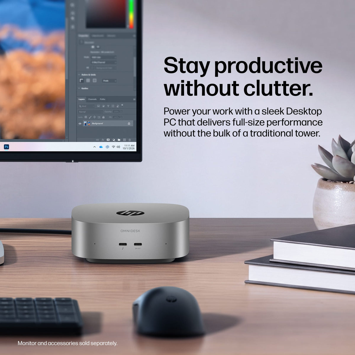 HP - OmniDesk Mini PC with Quad Display Support - Intel Core Ultra 7 356H - 16GB Memory - 512GB SSD - Smoke Silver