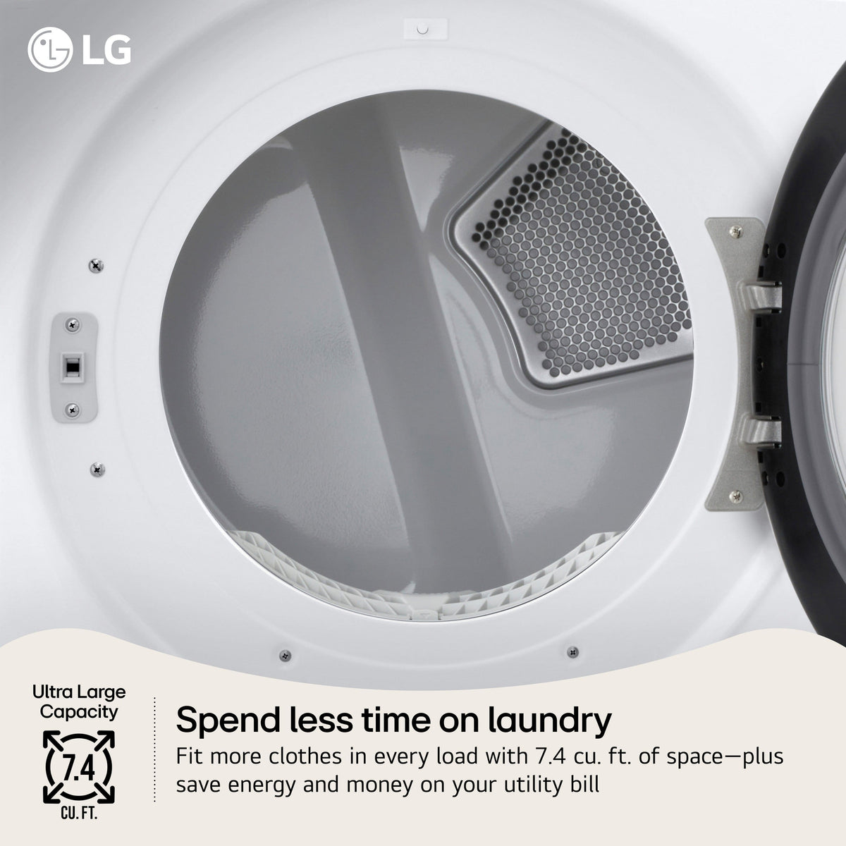LG - 7.4 Cu. Ft. Ultra Large Stackable Smart Electric Dryer with AI Sensor Dry and LoDecibel Quiet Operation - White